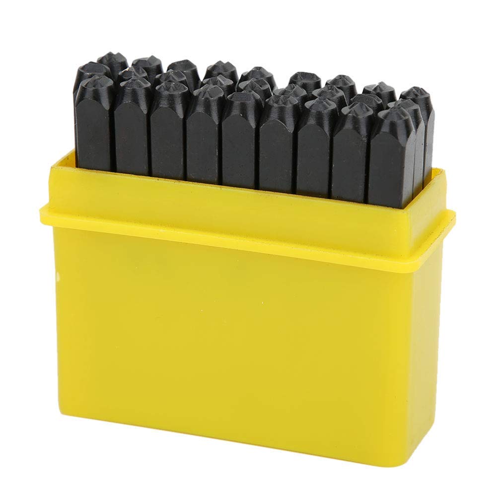 3mm Carbon Steel Number and Letter Stamp Set Alphabet Hand Punch Metal Stamp Craft Tool Kit with Case(Alphabet)
