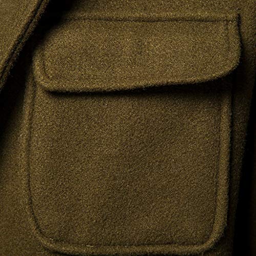 DDLmax Men Casual Trench Coat Fashion Business Long Slim Hooded Overcoat Jacket Outwear Army Green - Thumbnail 4