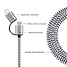 HIgh speed sync & charger 2Dual Tip Nylon Braided USB Cable 3 pack 3ft 6ft 10ft 2 in 1 Micro USB +8 Pin Lightening Connector tip 2.4A for apple iPod iPhone iPad & Samsung Tablet Galaxy Devices Cameras