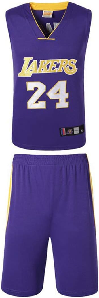 Men Basketball Uniform Set NBA Lakers Kobe Bryant #24 Basketball Jersey Classic Embroidery Basketball Swingman Sleeveless Top&Shorts