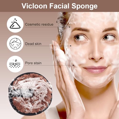 Vicloon Makeup Brush Set, 40 Pieces Professional Makeup Brush Set with Beauty Blender, Powder Puffs, Headband, Premium Brushes Set for Foundation Concealer Brown