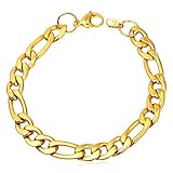 U7 9mm 18K Gold Plated Figaro Chain Bracelet Men