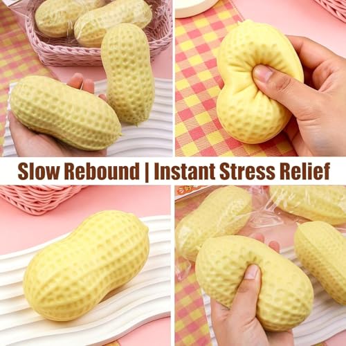SLEEPHEAD®Peanut Squishies, Peanut Shaped Squish Balls,Squeeze Dough Ball ,Soft Stress Relief Sensory Fidget Toys,Soft Stress Relief Sensory Fidget Toys for Adults Anxiety Relief Hand Relax