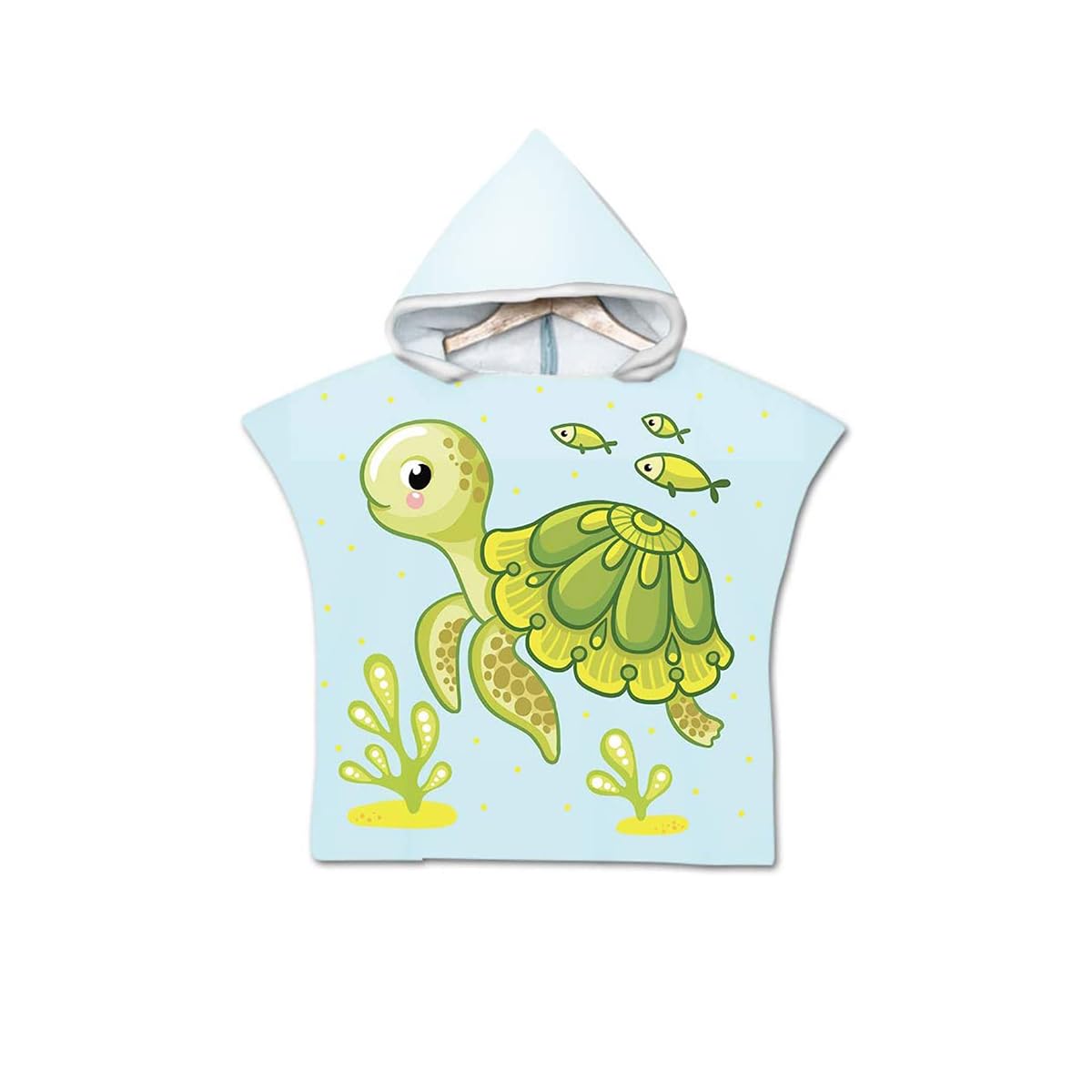 Chickwin Baby Towel Poncho Hooded Microfiber Soft Children Beach Towel for Kids Boys Girls, Children's Bath Towels Quickly Dry Kids Changing Robe, 0-6 Years, Green Turtle, 23.6"x23.6"
