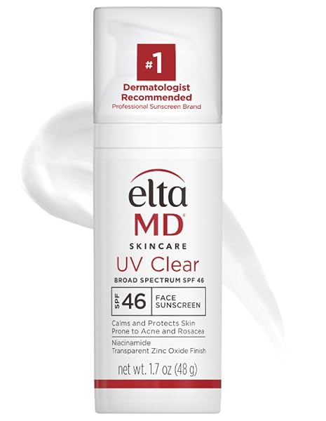 ELTAMD UV CLEAR FACE SUNSCREEN SPF 46, OIL FREE FOR FACE WITH ZINC OXIDE, DERMATOLOGIST RECOMMENDED SUNSCREEN LOTION, FOR ACNE-PRONE SENSITIVE SKIN, 1.7 OZ PUMP