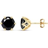 SAVEARTH DIAMONDS Black Moissanite Stud Earrings 2ct 925 Sterling Silver Gold Plated Ear Studs for Women