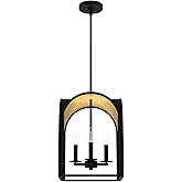 Hunter - Dukestown 4-Light Natural Black Iron, Medium Size Pendant Light, Dimmable, Formal Style, Lantern Shaped, for Bedroom