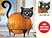 Collections Etc Black Cat Pumpkin Holder with Light Up Eyes - 3 PC