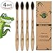 Infused Charcoal Bamboo Toothbrush Natural Eco-Friendly Reusable Organic Vegan Biodegradable Soft Bristles Ergonomic Design (4-Pack) - BLACK