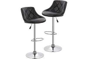 BestOffice Counter Height Bar Stools Set of 2 Barstools Swivel Stool Height Adjustable Bar Chairs with Back PU Leather Swivel