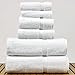 Chakir Turkish Linens Dobby Border Luxury Hotel & Spa Turkish Cotton Bath Bundle (White, 6-Piece Towel Set), 6 Count…