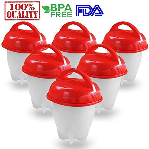 Egg Cooker, Egg Poacher with Hard &amp; Soft Make, BPA Free Non Stick Silicone for boiling and steaming, 6 PACK