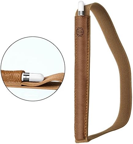 Apple Pencil Holder, Volin Crik Senior Genuine Leather IPad Pen Holder Universal Compatibility Elastic Pencil Pocket Detachable Pencil Case (Brown)