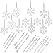 Youseexmas Icicles Glass Snowflake Christmas Ornaments pack of 24 (12pcs icicles 12pcs snowflakes)