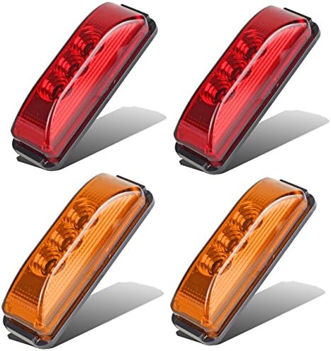 4pcs 3 diodes 4" LED Side Marker Lamp Truck Trailer 12V Universal LED Front Rear Marker Lights Indicator Lamp for Boat Car Van Truck Trailer,Surface Mounted Installation,Pack of 2 Red + 2 Amber