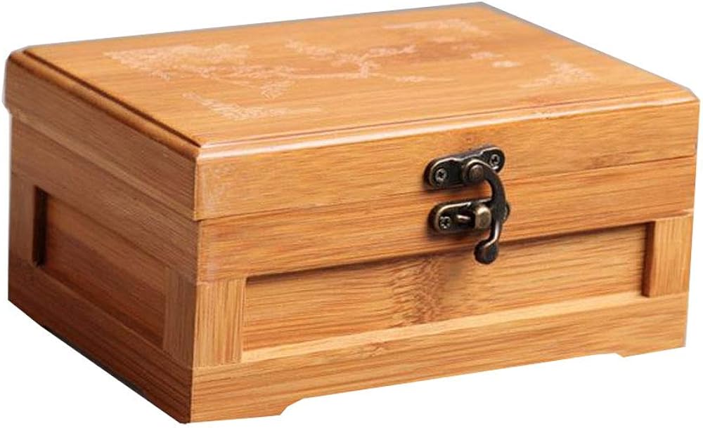 WANLIAN Caja de Almacenamiento de bambú y Madera, joyero de Madera