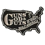 Hot Leathers, GUNS, GOD AND GUTS IS WHAT BUILT AMERICA, Iron-On / Saw-On Rayon PATCH - 4