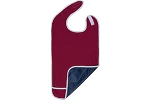 Shorewood Medical Adult Bib for Men, Women. Adjustable neck. Waterproof Inner Lining & Crumb Catcher.Machine wash & Dry