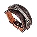 Mengpa Punk Black Brown Weave Leather Wristband Cuff Bracelets Bangles for Men