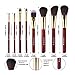 MiroPure 8-Piece Kabuki Makeup Brush Set with Ear Pick and Acne Needle (Golden Carmine / Black)