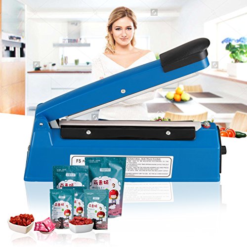 Windmax 8" Hand Impulse Sealer Heat Seal Machine Poly Sealing Free Element Grip (8", Blue)