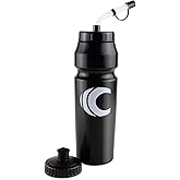 Cannon Sports 1 Liter Sports Water Bottle, 2 Lids, BPA-Free (Black) | 34 oz Capacity, Large Mouth, Long Straw Lid, Squeeze Lid, Helmet-Friendly, Ideal for Hockey, Lacrosse, Football and Boxing