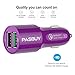PASBUY 4.8A 31.5W QC 3.0 Dual USB Fast Car Charger for iPhone iPad, Samsung Galaxy, Note, HTC, Motorola, Nokia Etc (Purple.)