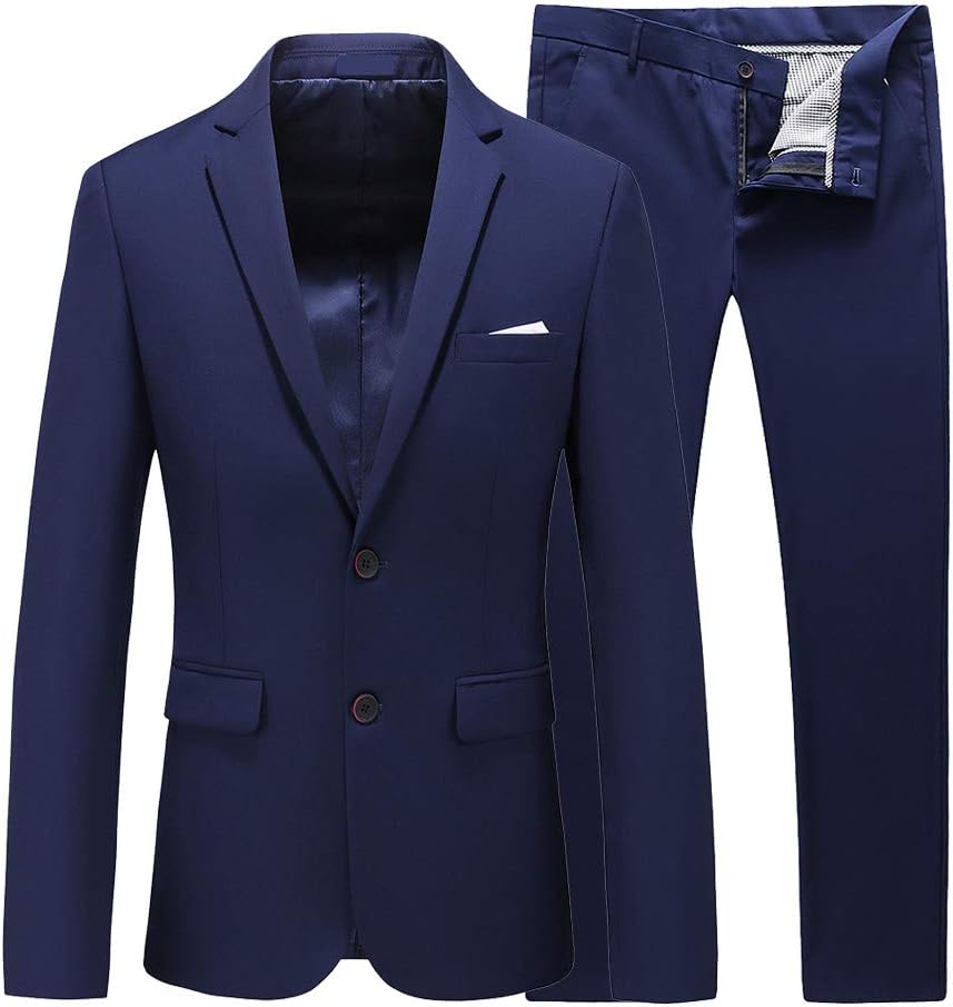 UNINUKOOMen's Suit Slim Fit 2 Button 2 Piece Suits for Men Party Formal Dress Solid Tuxedo Blazer Jacket Pants Set
