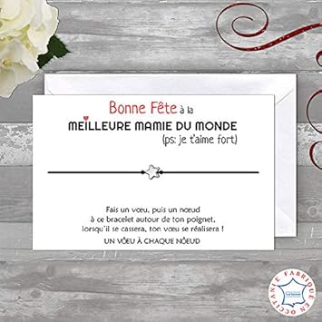 Idee Cadeau Original Bon Anniversaire Mamie Carte De Voeux Joyeux Anniversaire Mamie Fabrique En France Je Taime Mamie Bracelet Porte Bonheur 3 Etoiles Enveloppe Carte De Vœux Et Enveloppes D Invitation Fournitures De Bureau