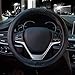 Valleycomfy Leather Steering Wheel Covers Universal 15 inch -Breathable, Anti Slip & Odor Free (Black with Black Lines)
