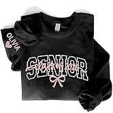 POPPOP Personalized Embroidered Senior Sweatshirt, Class of 2026, Custom Graduation Shirt, School Shirt for Her