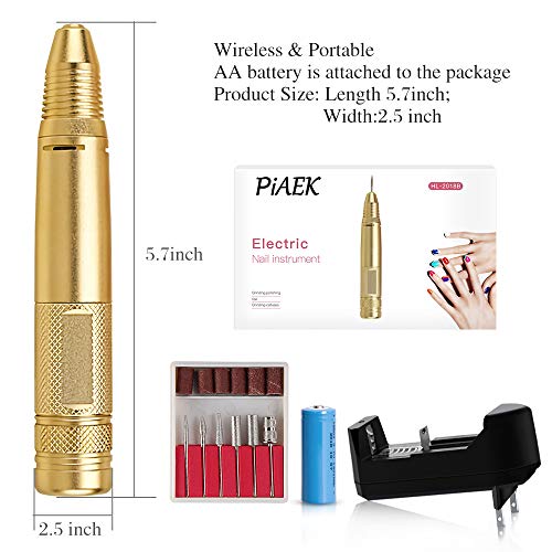 Electric Nail Drills for Acrylic Nails Kit Nail File Machine Professional Portable Manicure/Pedicure Tool Include Rechargeable Battery, Heat Sink Grinder Pen Nail Polisher Set Nail Drill - Thumbnail 3