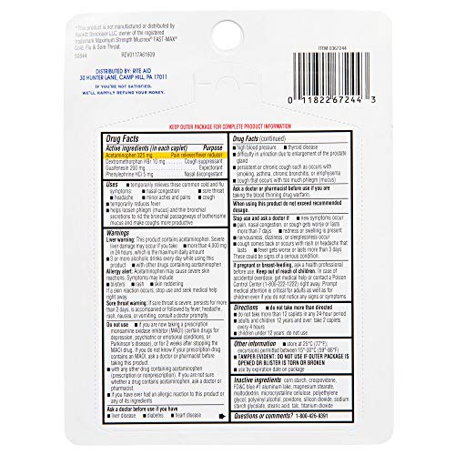 Rite Aid Mucus Relief Cold, Flu and Sore Throat, Maximum Strength 20