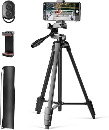 Amazon スマホ用三脚 4段階伸縮 Iphone カメラ三脚 リモコン付き ミニ三脚 スマホ 全長136cm ビデオカメラ 一眼レフカメラ Android スマホ等 対応 3way雲台 カメラスタンド 360度回転可能 自撮り さんきゃく アルミ製 小型三脚 軽量 持ち運び便利 収納ケース付き 三脚