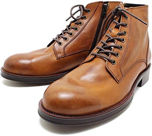 1092 サイドジップレースアップブーツ キャメル 本革ブーツ サイドジップ ブーツ メンズ ドレス 海外 革靴