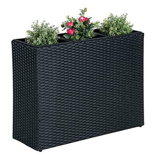 Kosoree Hochbeet Polyrattan Blumenkübel Pflanzkübel Rattan Blumentopf Set Schwarz – Bild 6