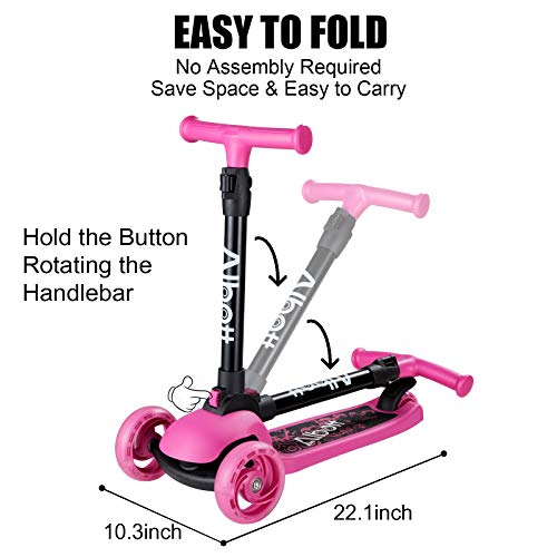 Albott 3 Wheels Kick Scooter for Kids and Toddlers Adjustable Height