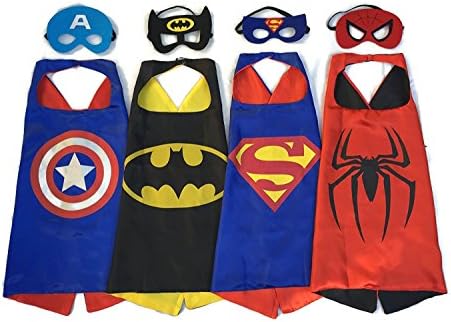GITT Superhero Dress Up Costumes - 4 Satin Capes and 4 Felt Masks