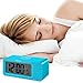 Alarm Clock, Time Date Temperature Display , Snooze, 3 Groups Alarm Time, Weekday Alarm Settings, Built-in Rechargeable Lithium Battery Operated (Blue)