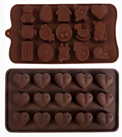 Silicone Molds - Cake Baking Mold - Candy Molds - Chocolate Molds - Popsicle Molds Heart and Bear House BOWS - 2 Piece