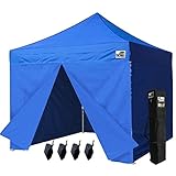 Eurmax 10x10 Pop up Canopy Tent Quick Gzaebo Shelter w/ Full Walls and Carry Bag, Blue