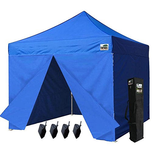 Eurmax 10x10 Pop up Canopy Tent Quick Gzaebo Shelter w/ Full Walls and Carry Bag, Blue