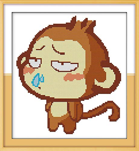 Cross Stitch Stamped Kits Pre-Printed Cross-Stitching Starter Patterns for Beginner Kids Adults, Embroidery Cross Stitch The Monkey Kits for Home Wall Decorations - Thumbnail 7