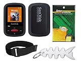 Black Soft Skin Case + Screen Protector + Armband + Smart Cord Wrap for SanDisk (SDMX24) Clip Sport 4GB 8GB MP3 Player