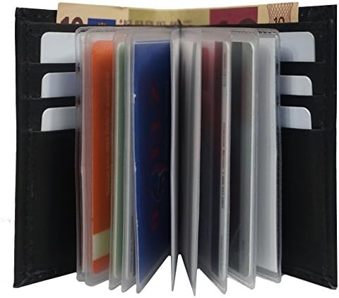 Bullz Wallets Genuine Leather Slim Front Pocket Card Holder With Inserts (Black)