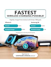 Unravel   Cargador inalámbrico triple para iPhone X XR XS XS Max 8 8Plus, Apple Watch, Airpods, Galaxy S10 S9 S9+ S8, Note 8 9 S9 9 Plus, Nexus 4 5 y más