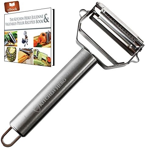 The Kitchen Hero™ - Ultra Sharp Stainless Steel Dual Julienne &amp; Vegetable Peeler / Cutter /Slicer.