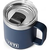 YETI Rambler 10 oz Ceramic Lined Stackable Mug, Vacuum Insulated, Stainless Steel with MagSlider Lid, Navy