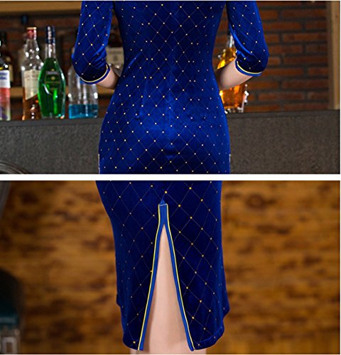 Angcoco Womens Half Sleeve Above Knee Side Slit Mini Cheongsam Dress - Image 6