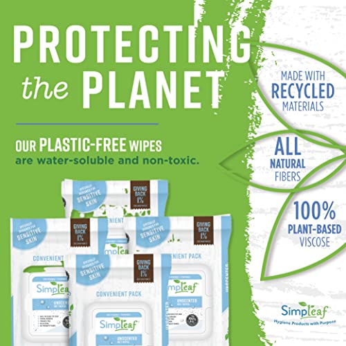 Simpleaf Flushable Wet Wipes Unscented EcoFriendly, Paraben